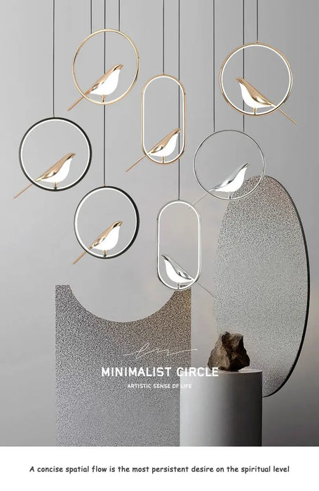Bird Pendant Light – Modern Gold & Silver Hanging Lamp with Rotatable Magpie Design - Samanta Factory