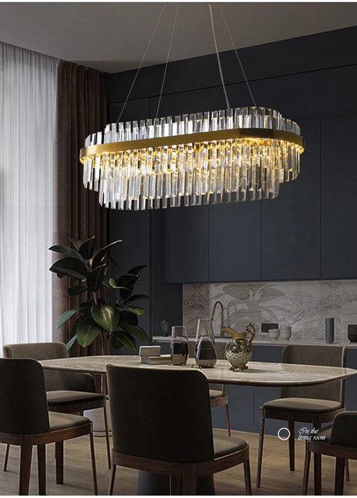 Modern Luxury LED Crystal Chandelier – Dimmable Remote-Controlled Ceiling Light