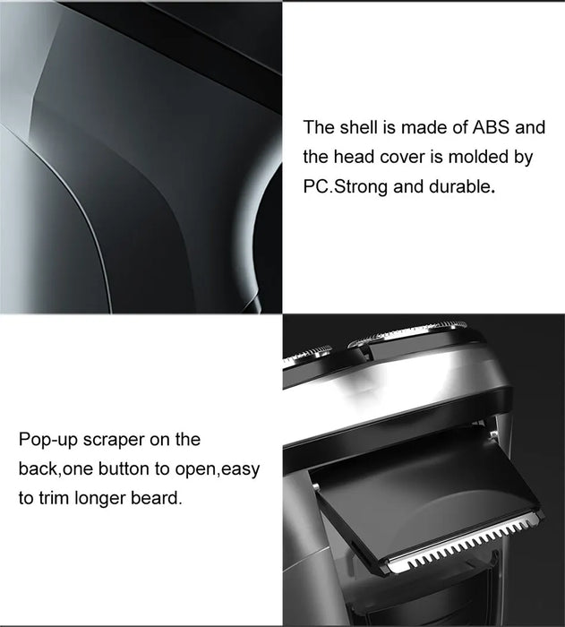 Electric Shaver for Men – 3D Floating Heads with Auto-Grinding Blades & Smart ESM System - Samanta Factory