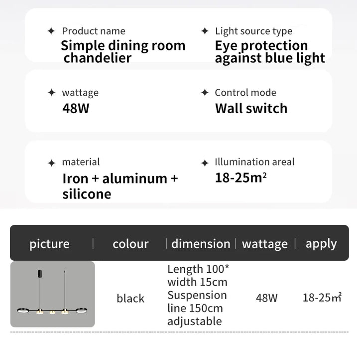 Modern Ring Pendant Light – 48W LED Chandelier with Soft Eye-Care Illumination
