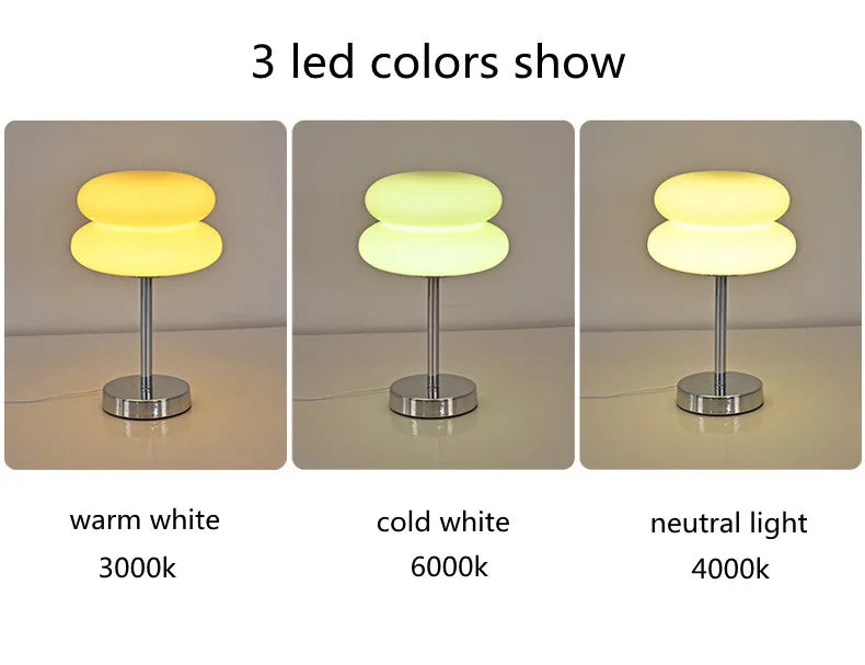 Modern Stained Glass Table Lamp – Touch Control LED Bedside Lighting