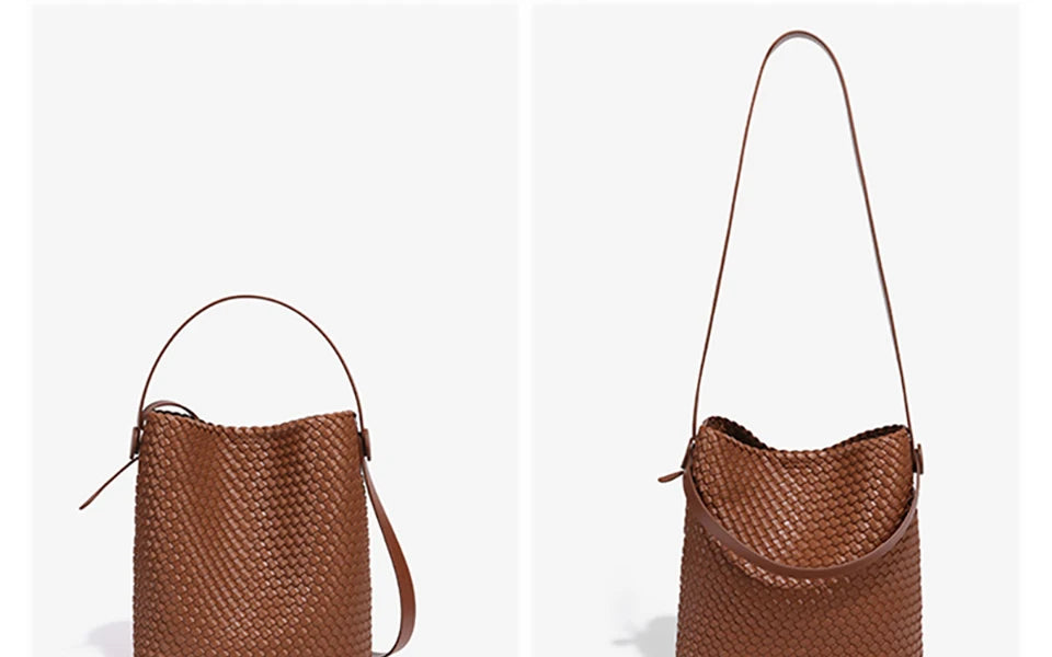 Woven Bucket Tote Bag for Women – Large Crossbody Hobo Shoulder Bag for Summer - Samanta Factory