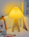 Wooden Tripod Floor Lamp – Hand-Knitted Fabric Shade with E26 Dimmable LED - Samanta Factory
