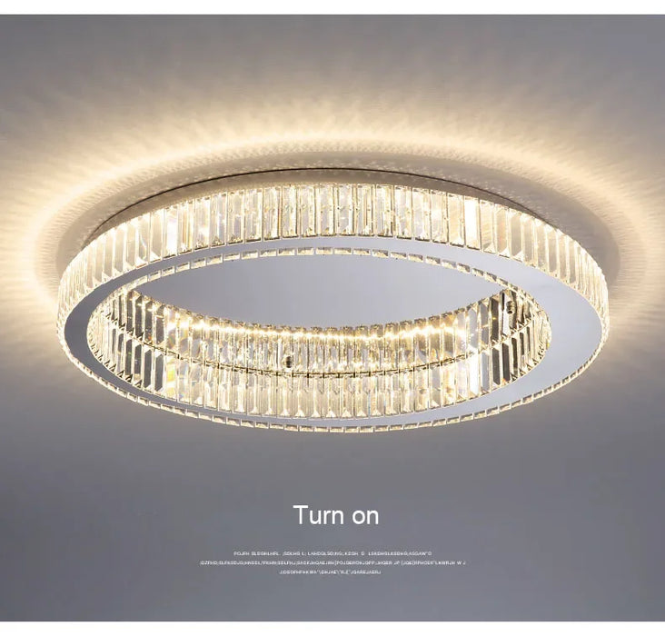 Modern Crystal Chandelier – Remote-Controlled LED Pendant Light for Living & Dining Rooms