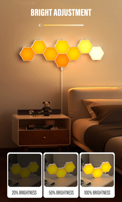 Hexagonal Night Light – DIY Smart LED Wall Panels with App & Music Sync - Samanta Factory