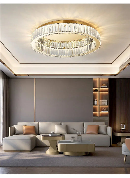 Modern Crystal Chandelier – Remote-Controlled LED Pendant Light for Living & Dining Rooms