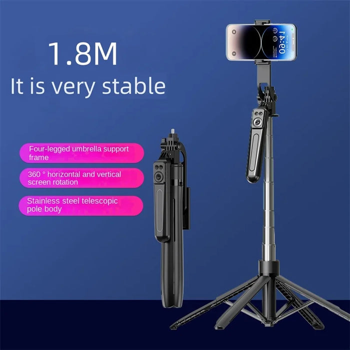 Bluetooth Selfie Stick Tripod – Lightweight 180cm Extendable with Remote for iOS & Android - Samanta Factory