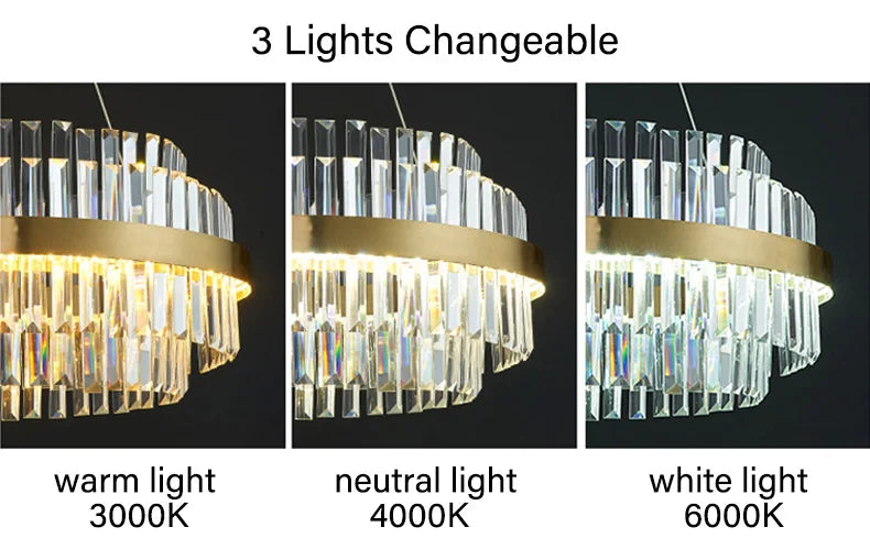 Modern Luxury LED Crystal Chandelier – Dimmable Remote-Controlled Ceiling Light