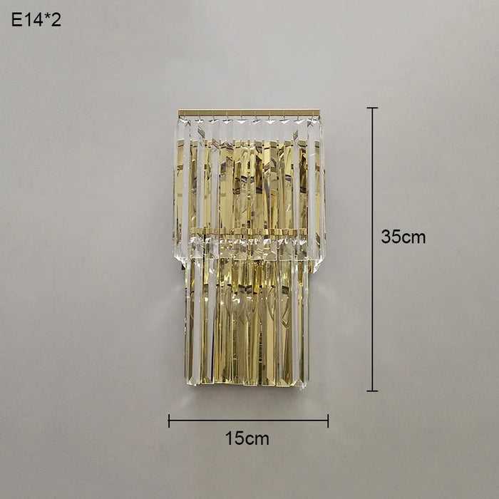Crystal Wall Lamp – Modern Gold LED Lighting for Dining & Bedroom