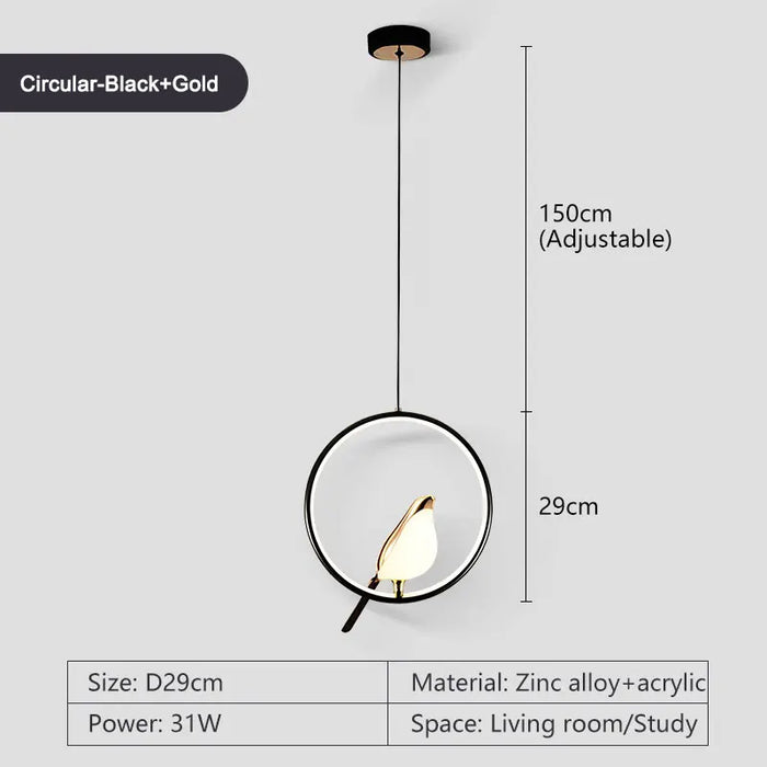 Bird Pendant Light – Modern Gold & Silver Hanging Lamp with Rotatable Magpie Design - Samanta Factory