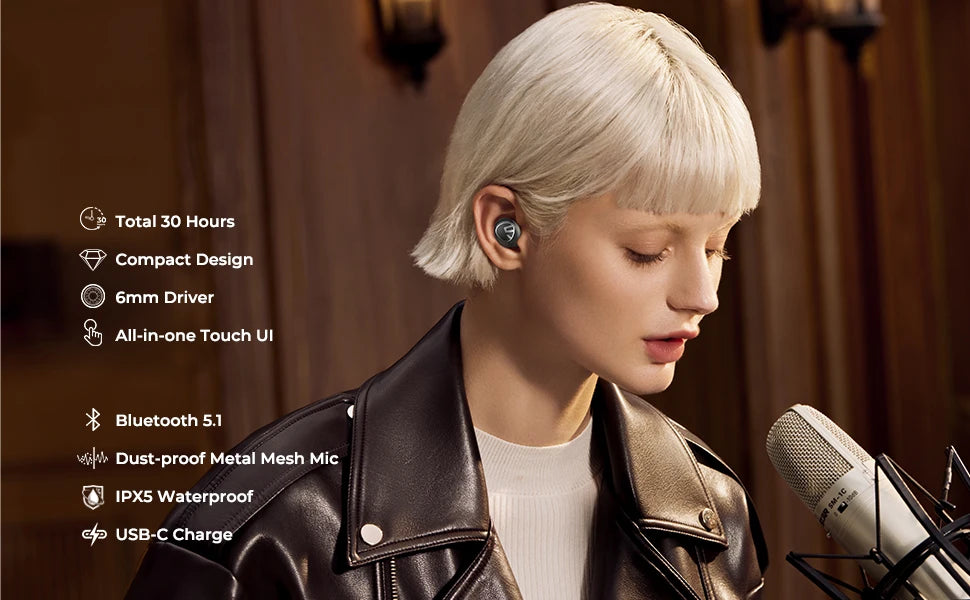 Wireless Bluetooth Earbuds – Ergonomic Design with 30H Playtime & Touch Controls - Samanta Factory