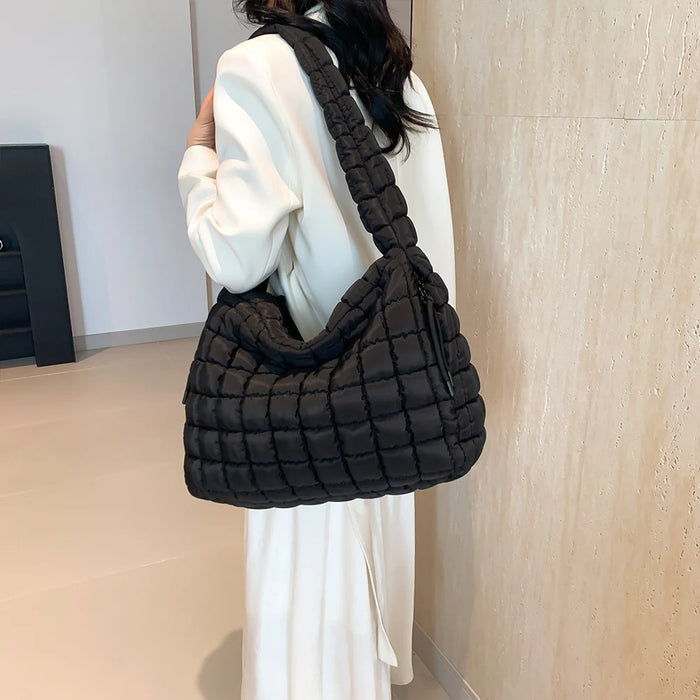 Women’s Puffer Shoulder Bag – Fashion Bubble Tote with Large Capacity - Samanta Factory