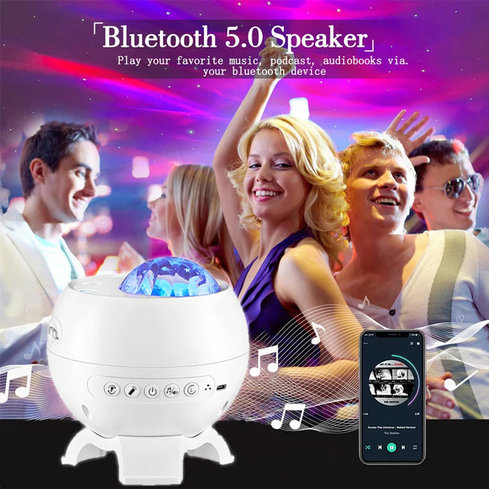 Galaxy Light Projector – 360° Dream Aurora Star & Moon Lamp with Bluetooth, White Noise & Rechargeable Battery - Samanta Factory