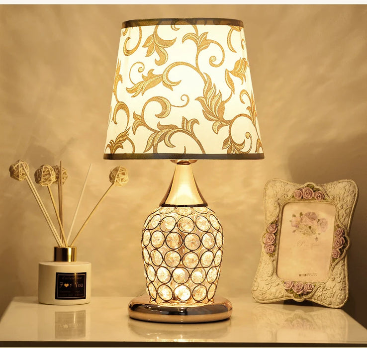 Crystal Table Lamp – Elegant Bedside Light with Polished Chrome Finish