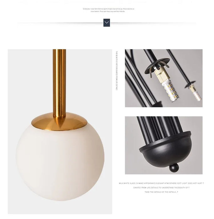 Modern LED Chandelier – Frosted Glass Pendant Light for Elegant Interiors