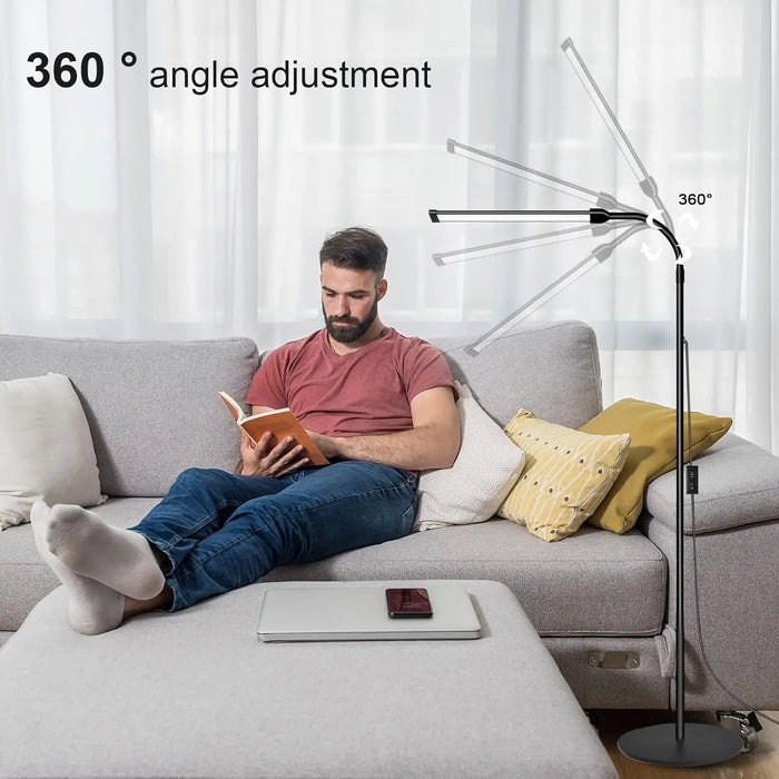 Modern Adjustable LED Floor Lamp – Remote Control with Dimmable Brightness & Color Temperature