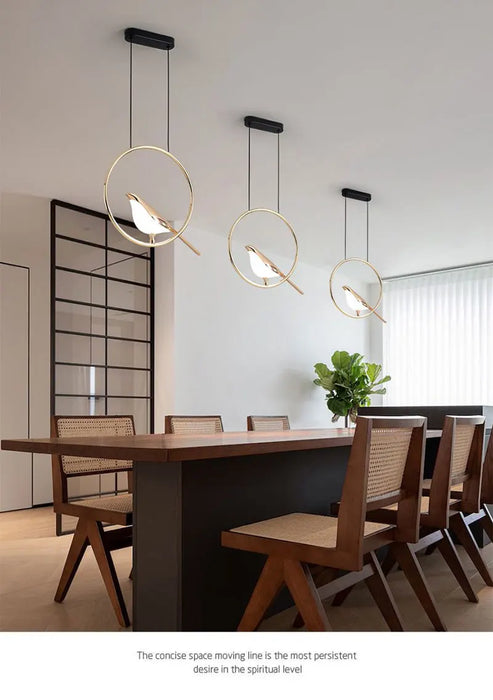 Bird Pendant Light – Modern Gold & Silver Hanging Lamp with Rotatable Magpie Design - Samanta Factory