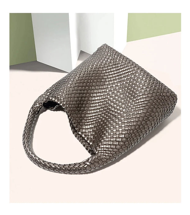 Stylish Split Leather Bucket Shoulder Bag – Versatile Women’s Handbag for Work & Casual Outings - Samanta Factory