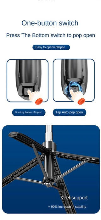 Bluetooth Selfie Stick Tripod – Lightweight 180cm Extendable with Remote for iOS & Android - Samanta Factory