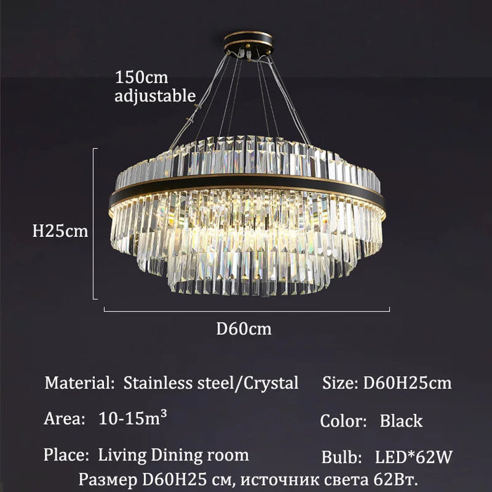 Modern Luxury LED Crystal Chandelier – Dimmable Remote-Controlled Ceiling Light