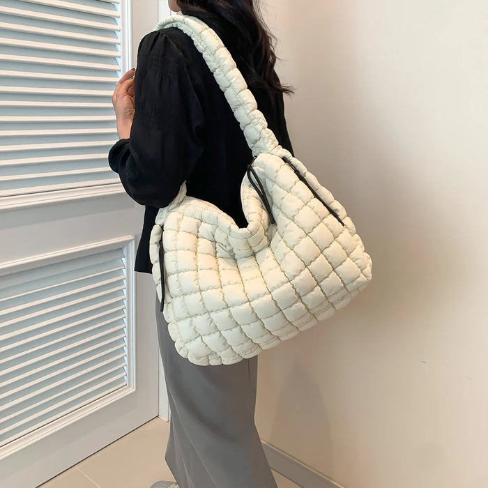 Women’s Puffer Shoulder Bag – Fashion Bubble Tote with Large Capacity - Samanta Factory