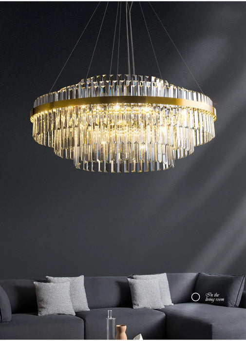Modern Luxury LED Crystal Chandelier – Dimmable Remote-Controlled Ceiling Light