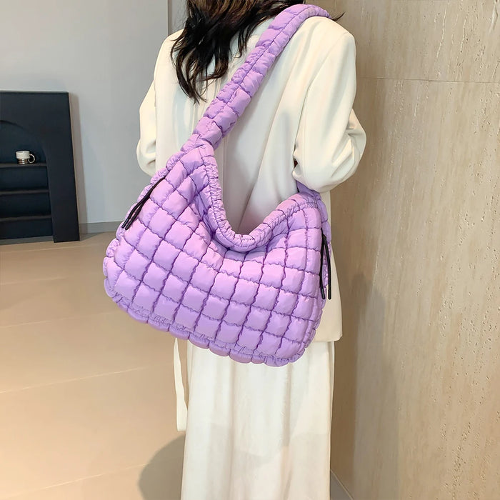 Women’s Puffer Shoulder Bag – Fashion Bubble Tote with Large Capacity - Samanta Factory