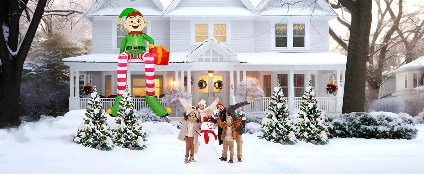 Christmas Inflatable Elf – 8FT Outdoor Yard Decoration with LED Lights