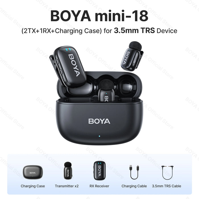 BOYA Mini Wireless Microphone – 2.4GHz Lavalier Mic with Charging Case for iPhone & Android - Samanta Factory
