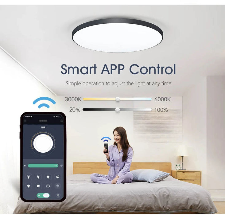 Smart LED Ceiling Light – APP & Remote Controlled Dimmable Modern Lamp