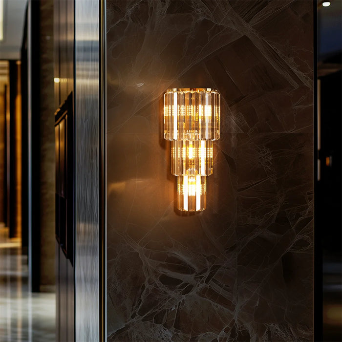 Crystal Wall Sconce – Luxurious 3- or 5-Tier LED Lighting with Gold Finish