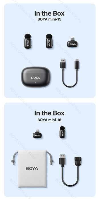 BOYA Mini Wireless Microphone – 2.4GHz Lavalier Mic with Charging Case for iPhone & Android - Samanta Factory