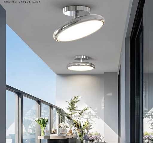 Modern black surface-mounted LED ceiling light with remote control