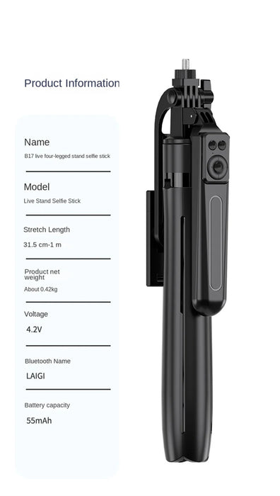 Bluetooth Selfie Stick Tripod – Lightweight 180cm Extendable with Remote for iOS & Android - Samanta Factory