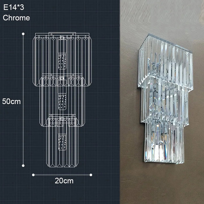 Crystal Wall Lamp – Modern Gold LED Lighting for Dining & Bedroom