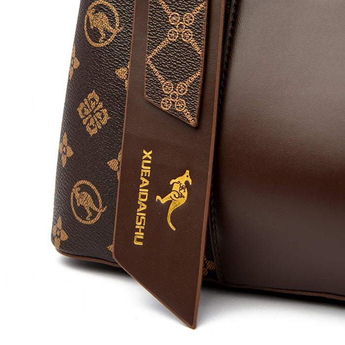 Luxury Fashion Print Handbag – Large Capacity Soft Leather Shoulder & Crossbody Bag for Women - Samanta Factory