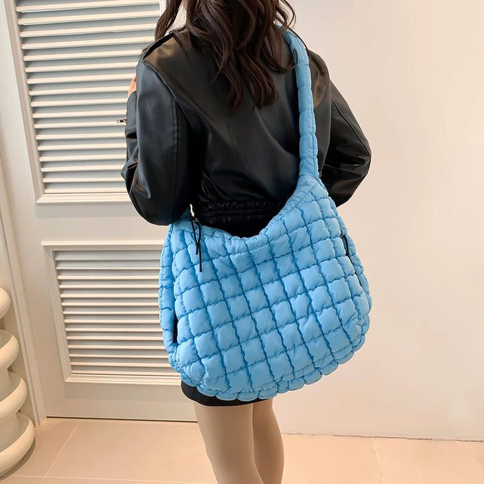 Women’s Puffer Shoulder Bag – Fashion Bubble Tote with Large Capacity - Samanta Factory