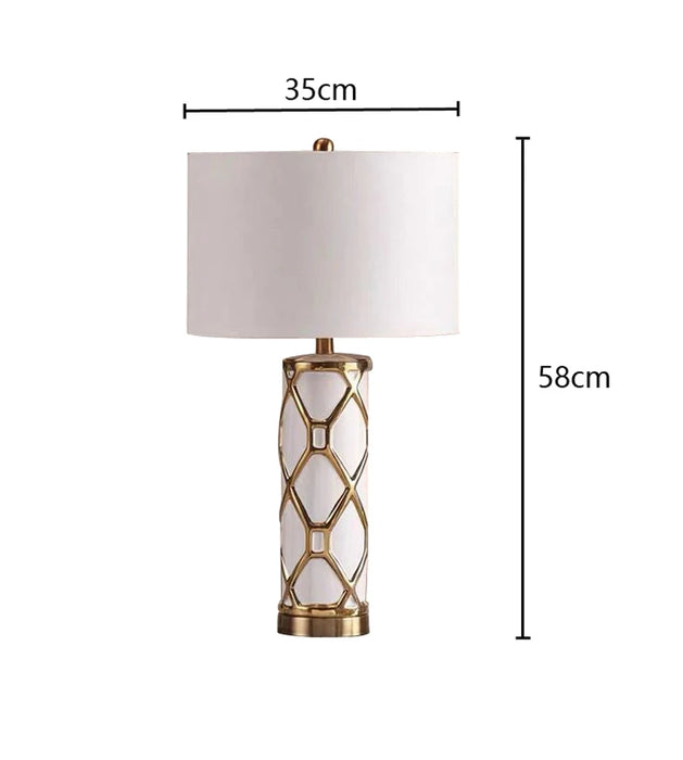 Nordic Ceramic Table Lamp – Elegant Fabric Shade Light for Bedroom & Living Room