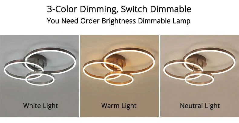 Modern LED Chandelier – Dimmable Semi-Flush Mount with Remote Control