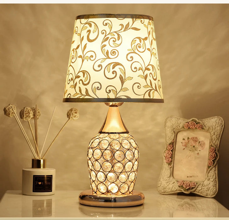 Crystal Table Lamp – Elegant Bedside Light with Polished Chrome Finish