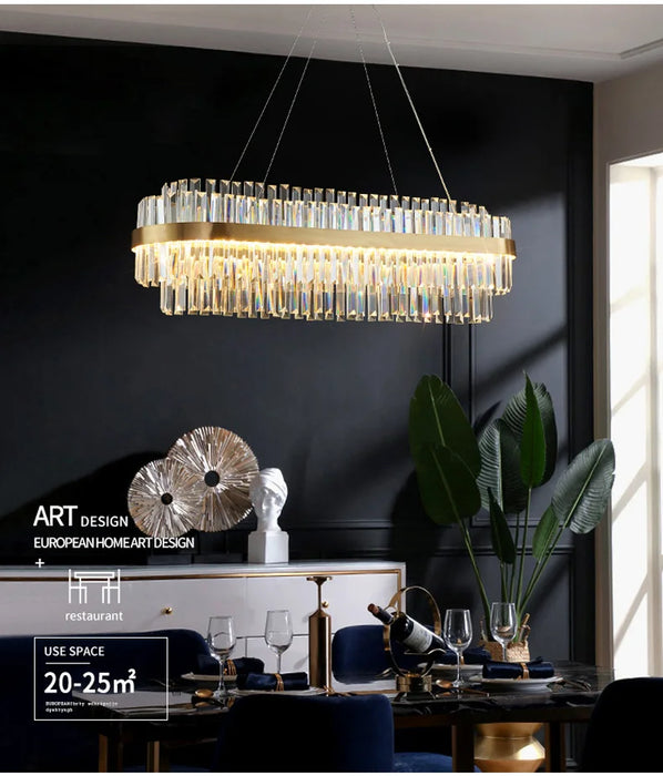 Modern Luxury LED Crystal Chandelier – Dimmable Remote-Controlled Ceiling Light
