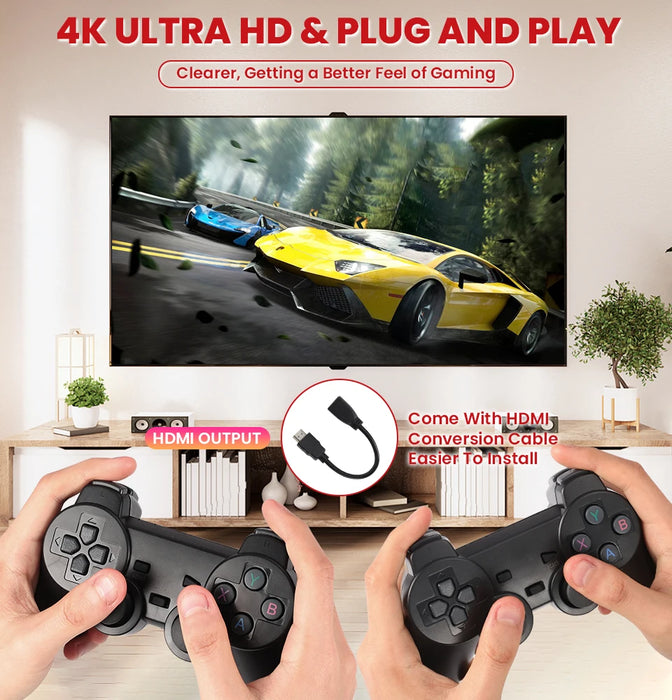 GD10 Plus Game Stick – 4K HD Retro Video Game Console with Dual 2.4G Wireless Controllers for N64, PSP, PS1, GBA & More - Samanta Factory