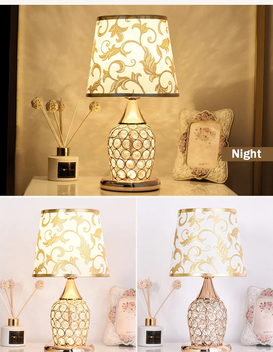Crystal Table Lamp – Elegant Bedside Light with Polished Chrome Finish