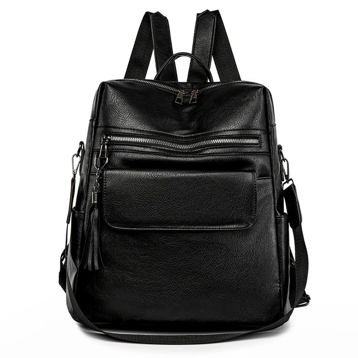 Compact PU Softback Backpack – Fashionable Tassel Design for Women - Samanta Factory