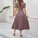 Junior Y2K Midi Dress – Puff Sleeves & Slim A-Line Silhouette - Samanta Factory