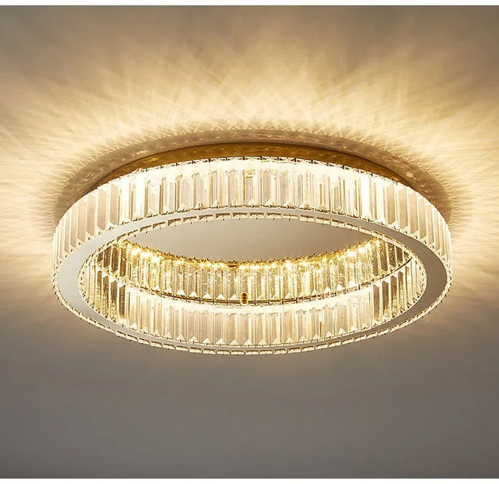 Modern Crystal Chandelier – Remote-Controlled LED Pendant Light for Living & Dining Rooms