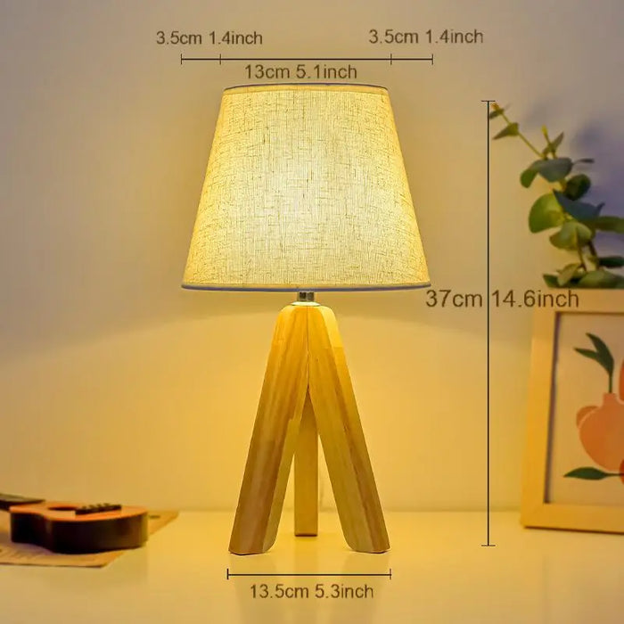 Wooden Tripod Floor Lamp – Hand-Knitted Fabric Shade with E26 Dimmable LED - Samanta Factory