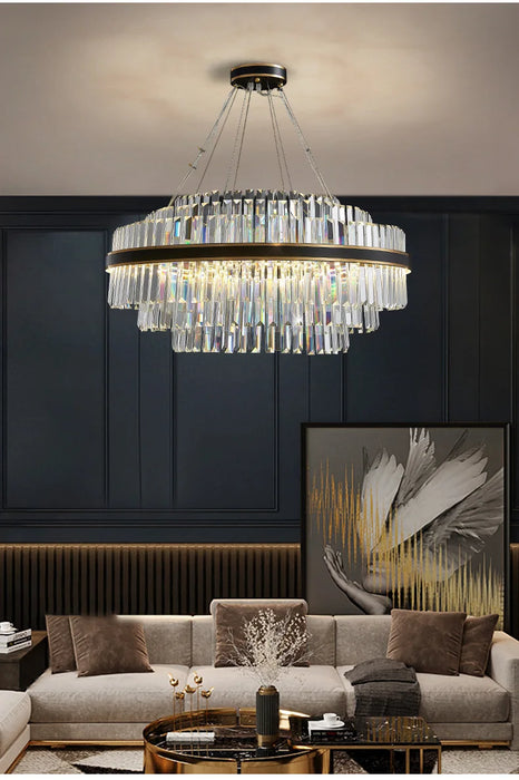 Modern Luxury LED Crystal Chandelier – Dimmable Remote-Controlled Ceiling Light
