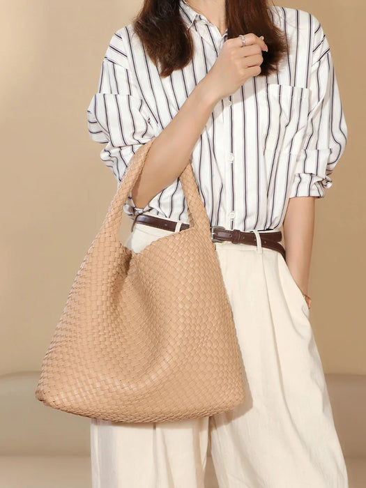 Stylish Split Leather Bucket Shoulder Bag – Versatile Women’s Handbag for Work & Casual Outings - Samanta Factory