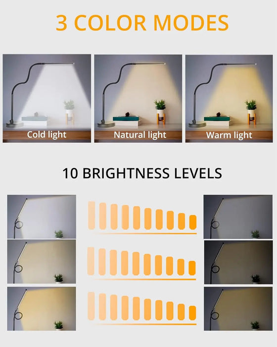 Adjustable LED Desk Lamp – 360° Flexible Gooseneck with 30 Lighting Modes